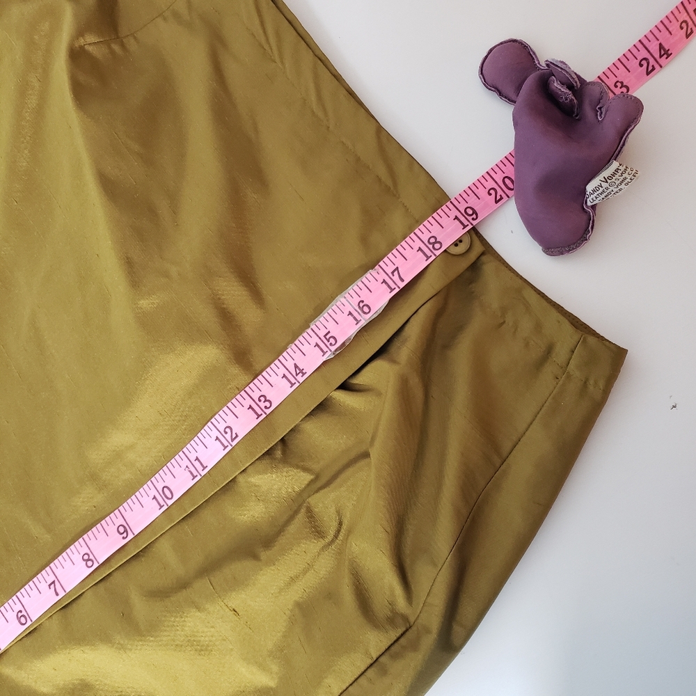 Jones NY Duponi Textured Silk Wrap Mini Skirt Army Olive Green Career Cocktails - Picture 12 of 16